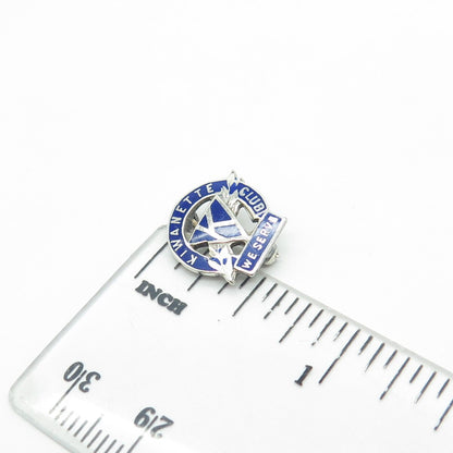 925 Sterling Silver Antique Art Deco Enamel "Kiwanette Club We Serve" Pin Brooch