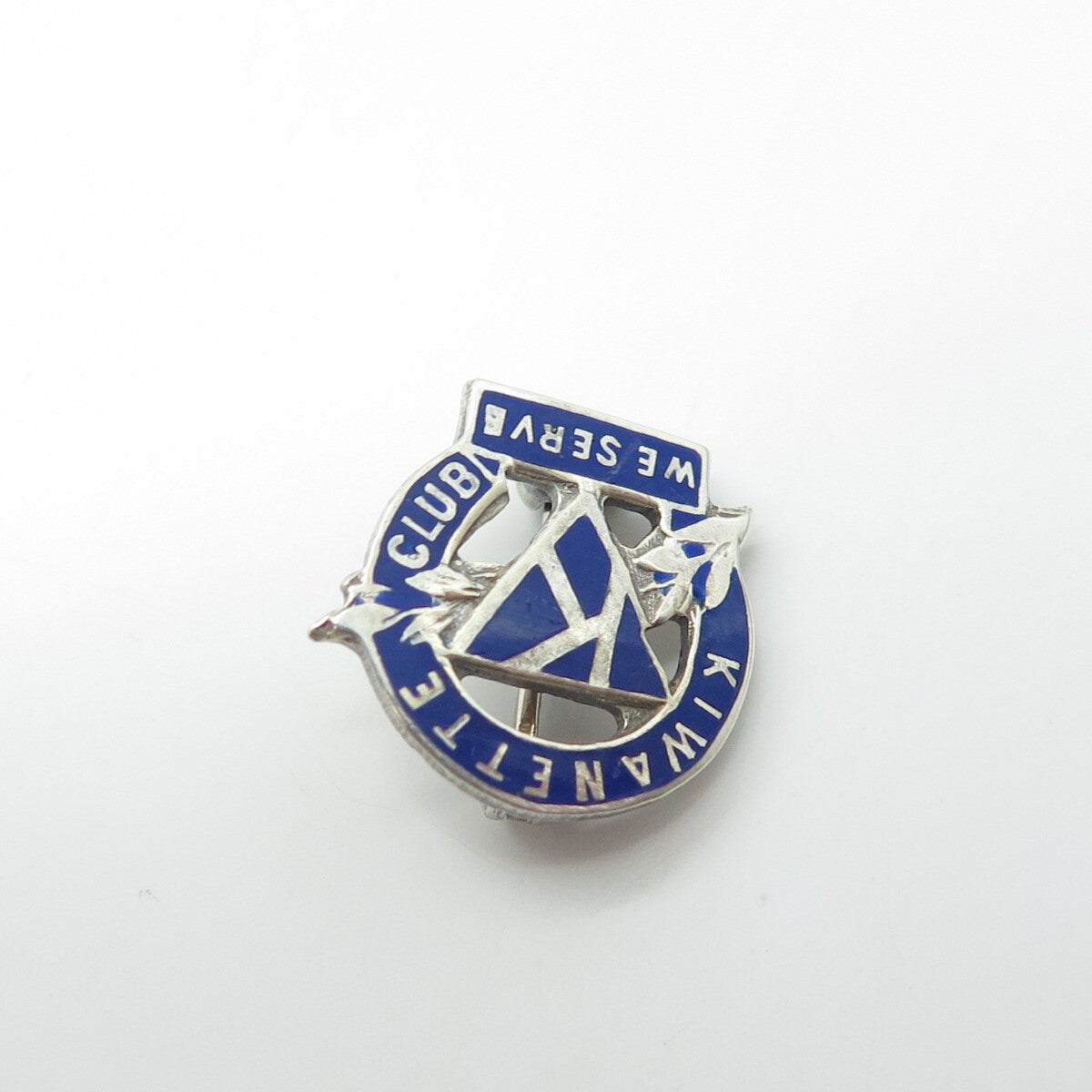 925 Sterling Silver Antique Art Deco Enamel "Kiwanette Club We Serve" Pin Brooch