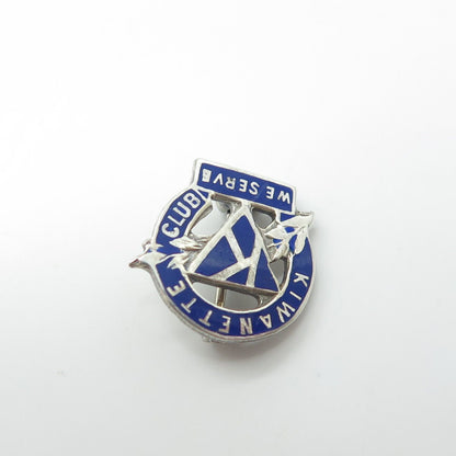 925 Sterling Silver Antique Art Deco Enamel "Kiwanette Club We Serve" Pin Brooch