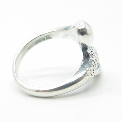 925 Sterling Silver Vintage Modernist Hook & Eye Bypass Ring Size 6.25