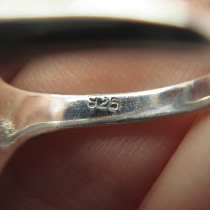 925 Sterling Silver Vintage Modernist Hook & Eye Bypass Ring Size 6.25