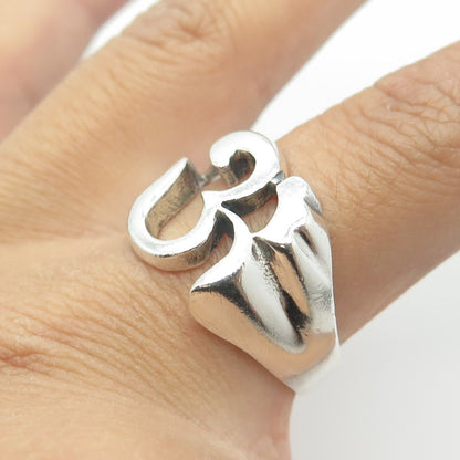 925 Sterling Silver Vintage Om Mantra Ring Size 11.5
