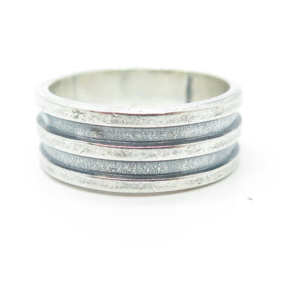 AMERICAN EAGLE 925 Sterling Silver Vintage Lined Oxidized Band Ring Size 11