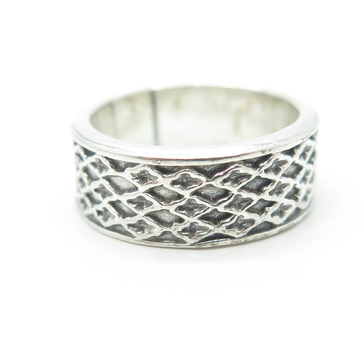 925 Sterling Silver Vintage Mesh Band Ring Size 6.25