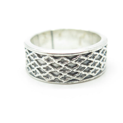 925 Sterling Silver Vintage Mesh Band Ring Size 6.25