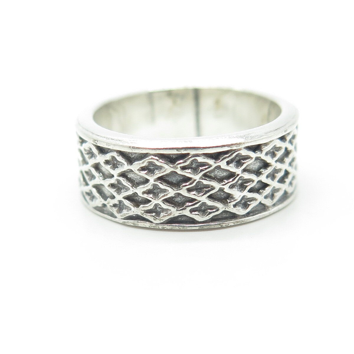 925 Sterling Silver Vintage Mesh Band Ring Size 6.25