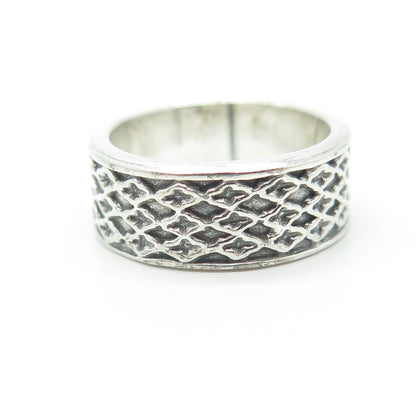 925 Sterling Silver Vintage Mesh Band Ring Size 6.25