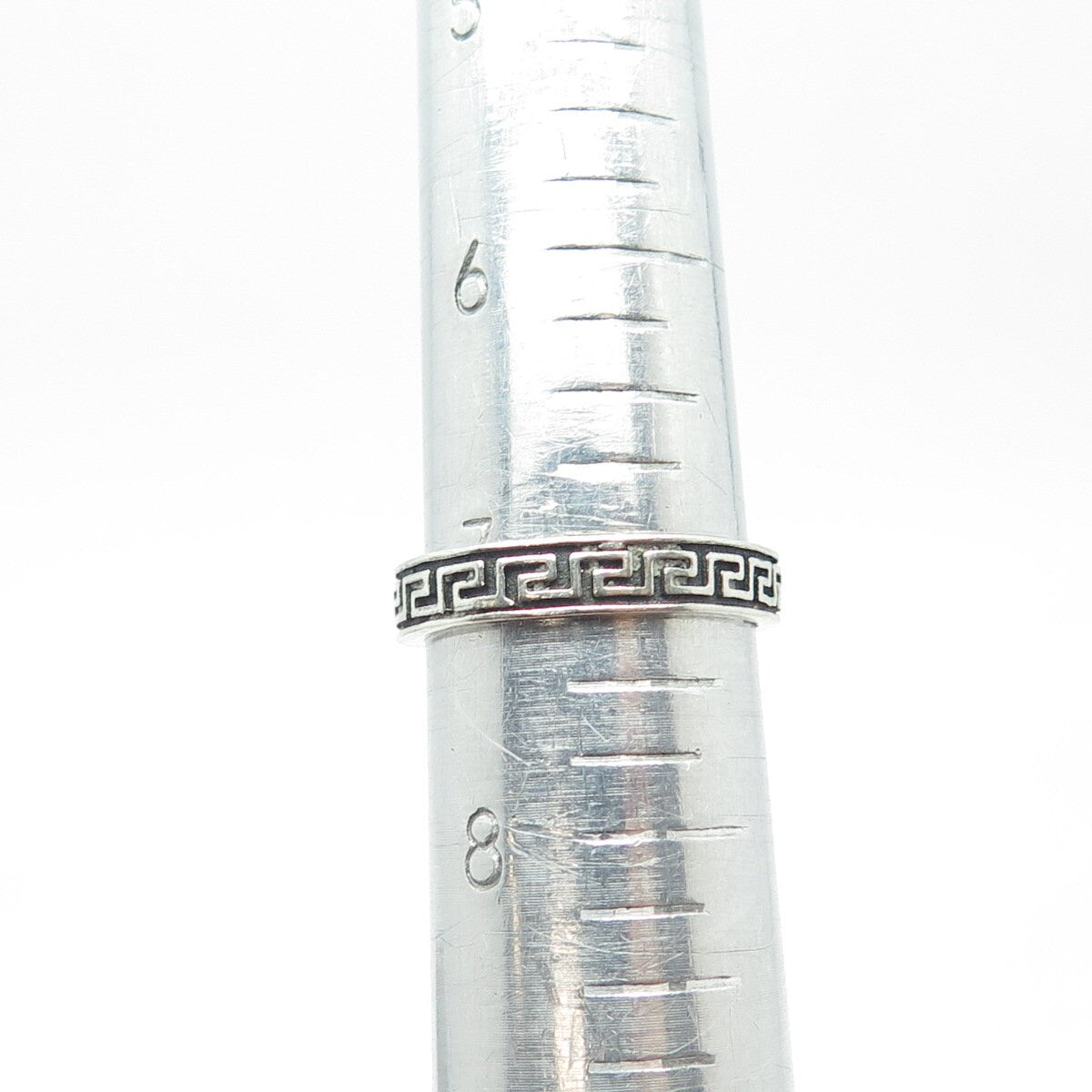 925 Sterling Silver Vintage Greek Maze Oxidized Band Ring Size 7.25