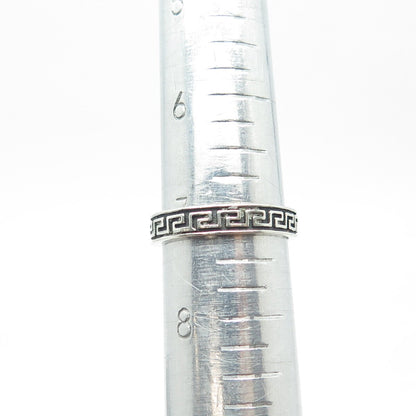 925 Sterling Silver Vintage Greek Maze Oxidized Band Ring Size 7.25
