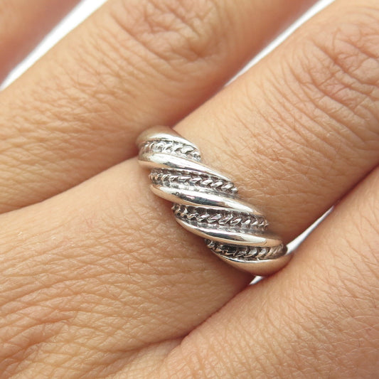 875 Silver Vintage European Twisted Rope Ring Size 7.5