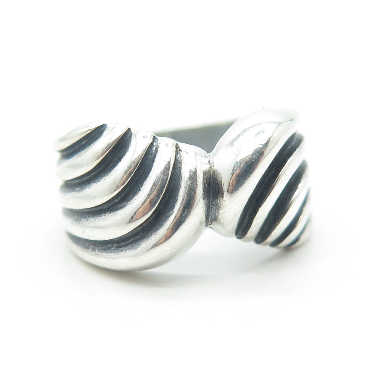 925 Sterling Silver Vintage Oxidized Wings Bypass Ring Size 6