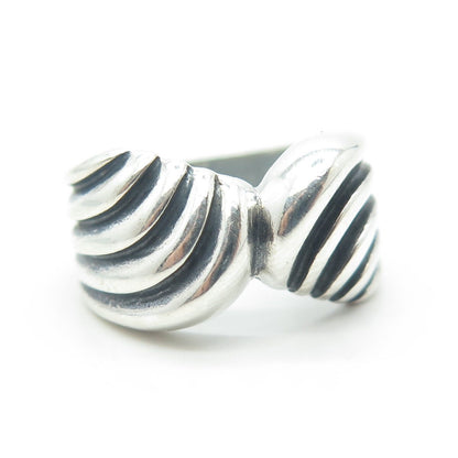 925 Sterling Silver Vintage Oxidized Wings Bypass Ring Size 6