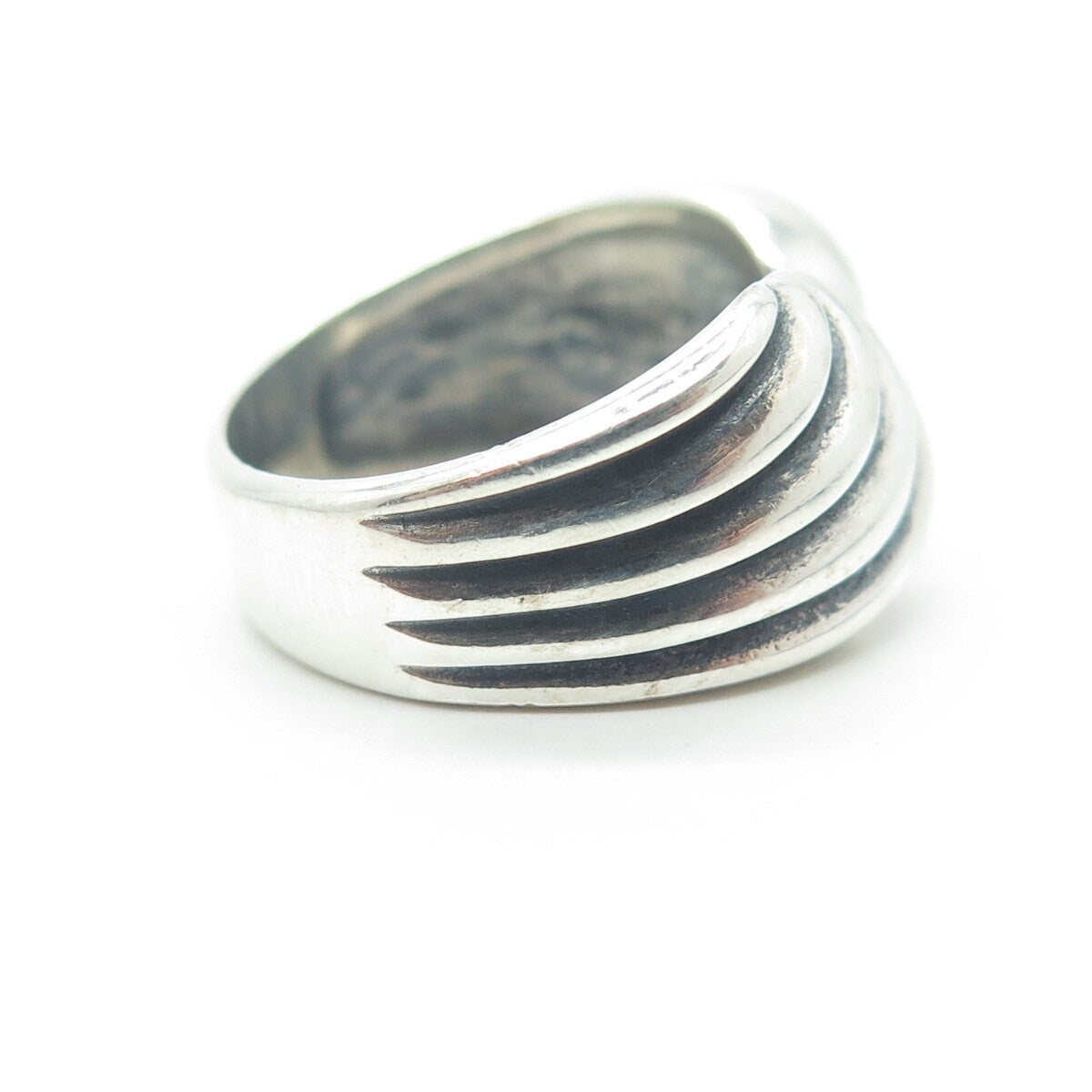 925 Sterling Silver Vintage Oxidized Wings Bypass Ring Size 6