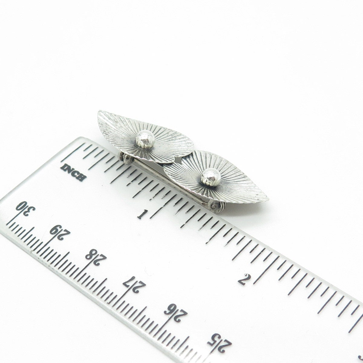 BEAU 925 Sterling Silver Vintage Ribbed Heart Pin Brooch