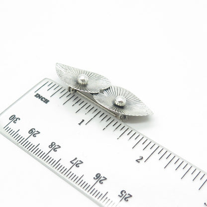 BEAU 925 Sterling Silver Vintage Ribbed Heart Pin Brooch
