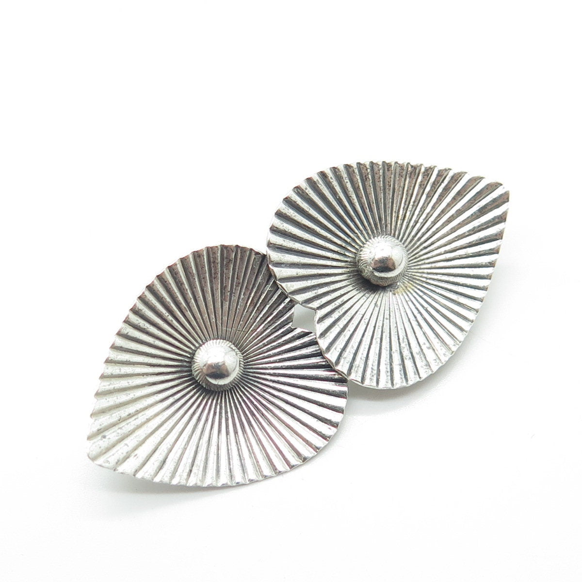 BEAU 925 Sterling Silver Vintage Ribbed Heart Pin Brooch