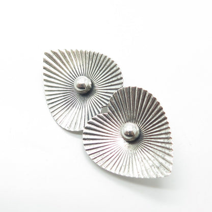 BEAU 925 Sterling Silver Vintage Ribbed Heart Pin Brooch