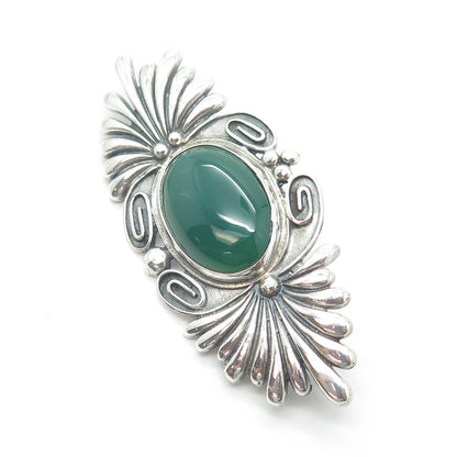 925 Sterling Silver Vintage Mexico Real Cabochon Agate Floral Swirl Pin Brooch
