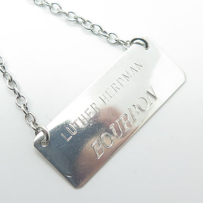 LEONORE DOSKOW 925 Sterling Silver Vintage "Luther Herdman Bourbon" Bottle Tag