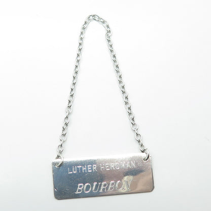 LEONORE DOSKOW 925 Sterling Silver Vintage "Luther Herdman Bourbon" Bottle Tag