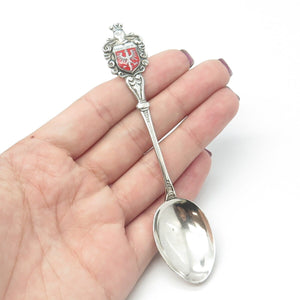 FRITZ REU & CO. 800 Silver Vintage Enamel Frankfurt Germany Coffee Spoon