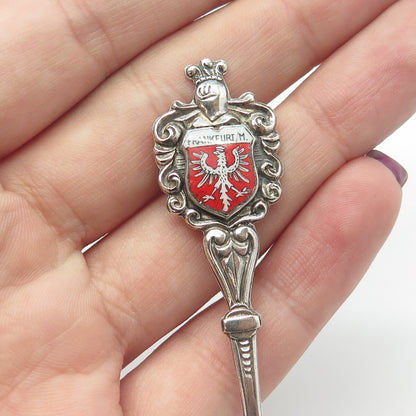 FRITZ REU & CO. 800 Silver Vintage Enamel Frankfurt Germany Coffee Spoon