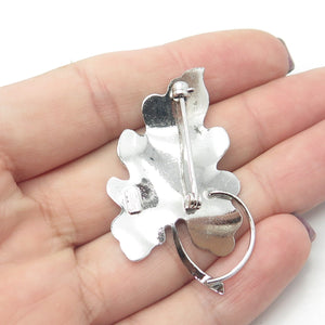 CARL ART 925 Sterling Silver Vintage Textured Leaf Pin Brooch