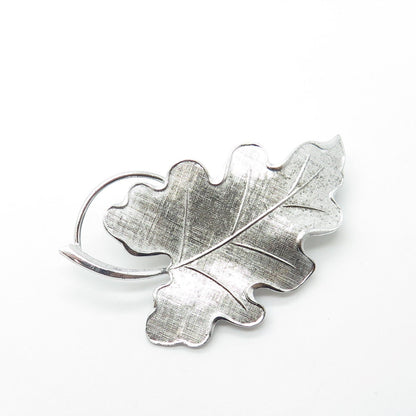 CARL ART 925 Sterling Silver Vintage Textured Leaf Pin Brooch