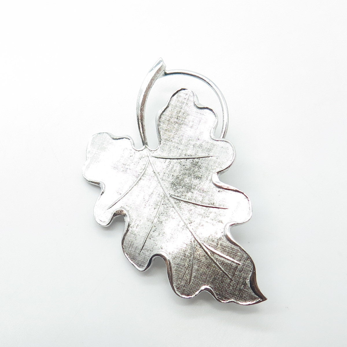 CARL ART 925 Sterling Silver Vintage Textured Leaf Pin Brooch