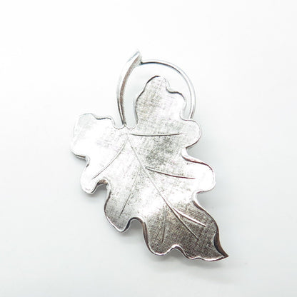 CARL ART 925 Sterling Silver Vintage Textured Leaf Pin Brooch