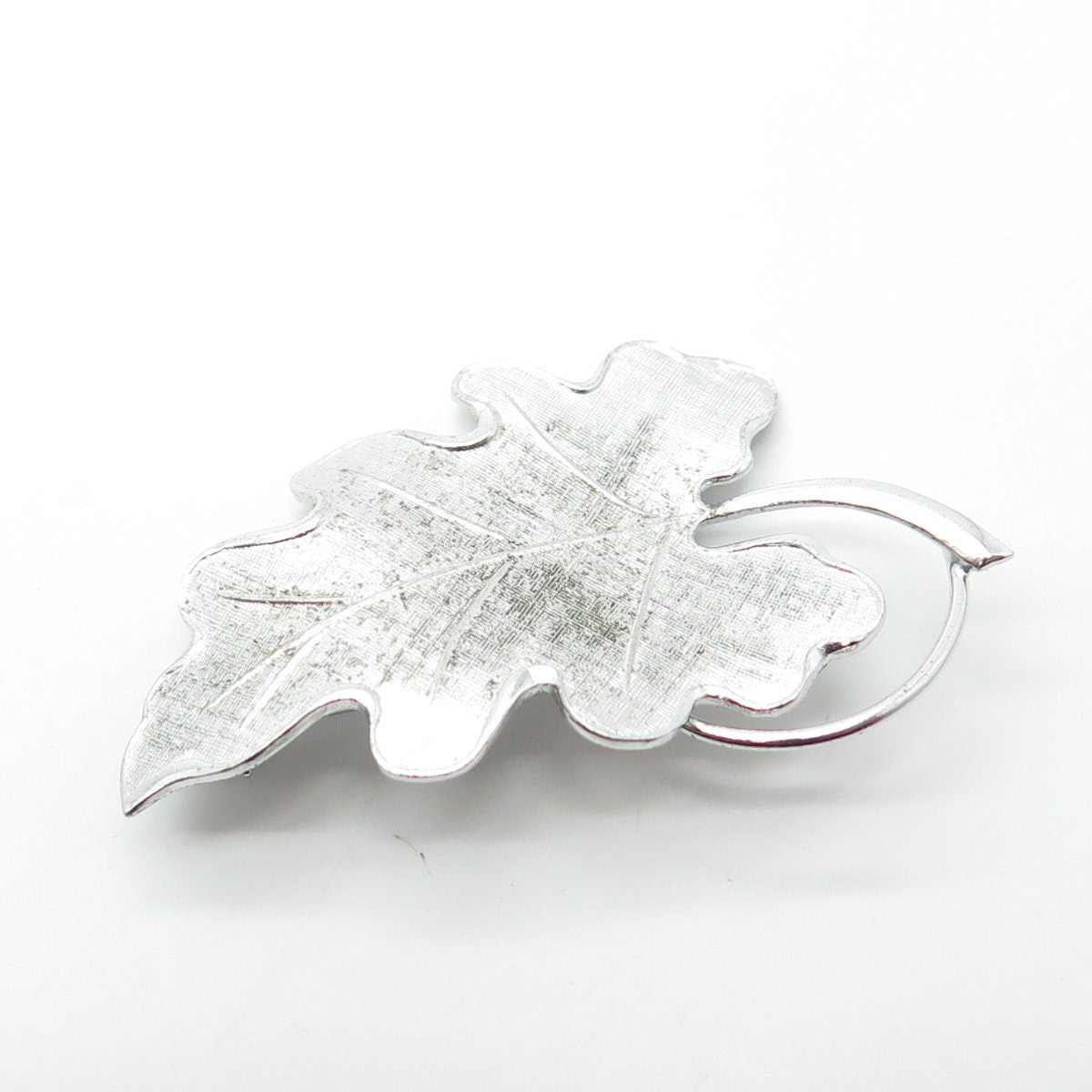 CARL ART 925 Sterling Silver Vintage Textured Leaf Pin Brooch