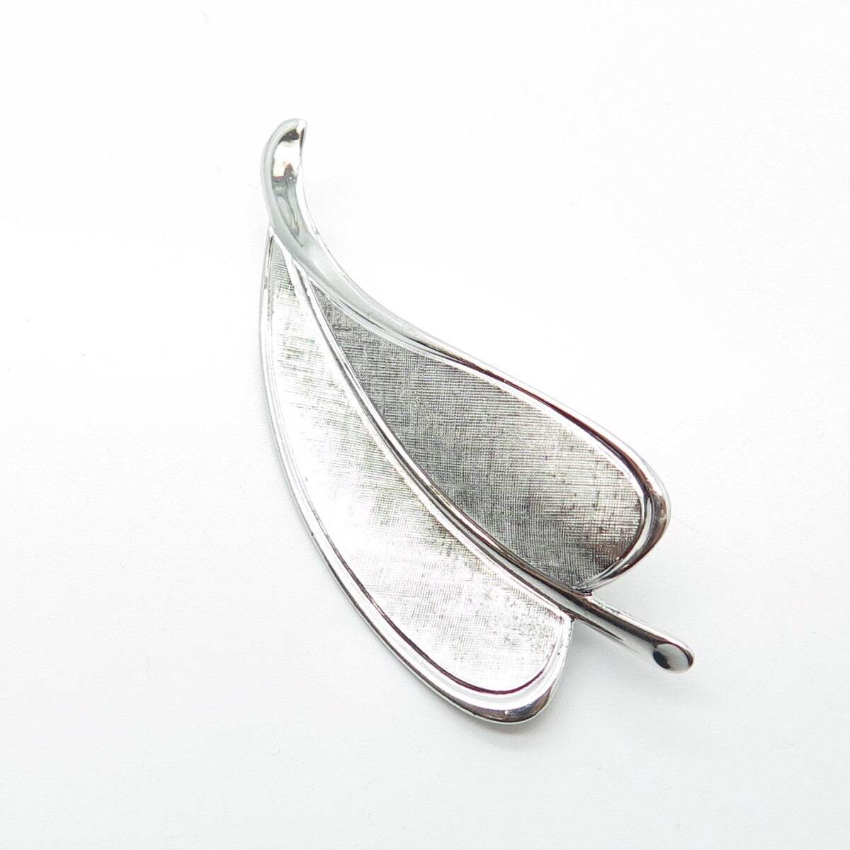 925 Sterling Silver Vintage Textured Leaf Pin Brooch