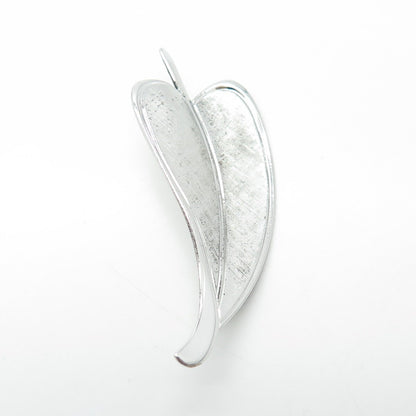 925 Sterling Silver Vintage Textured Leaf Pin Brooch