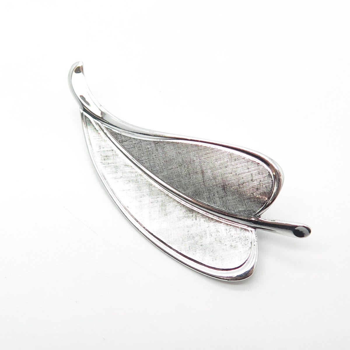 925 Sterling Silver Vintage Textured Leaf Pin Brooch