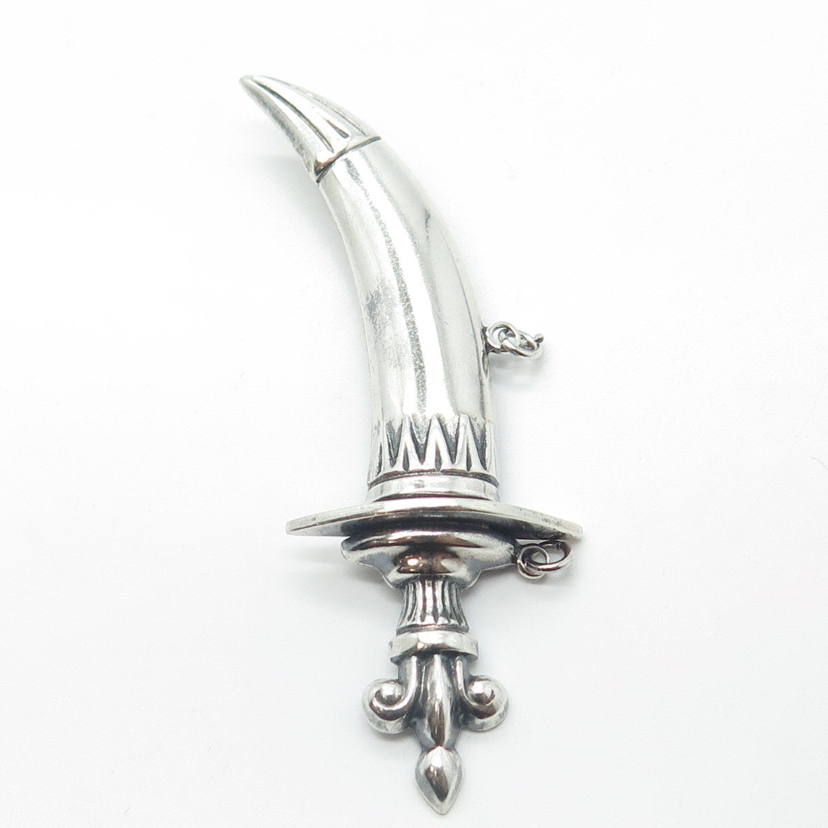 925 Sterling Silver Antique Art Deco Dagger / Knife Pin Brooch / Pendant