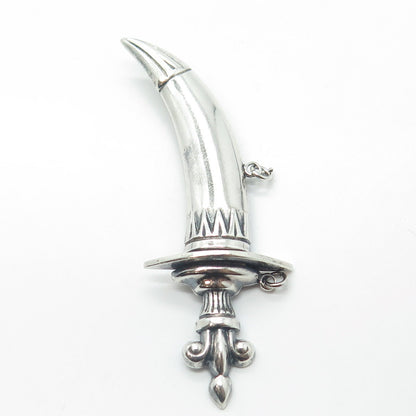 925 Sterling Silver Antique Art Deco Dagger / Knife Pin Brooch / Pendant