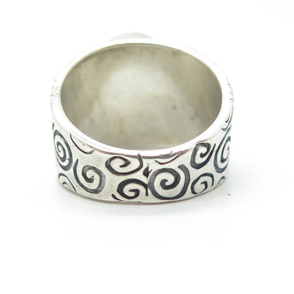 SHUBE 925 Sterling Silver Vintage Southwestern Real Tiger Eye Spiral Ring Size 7