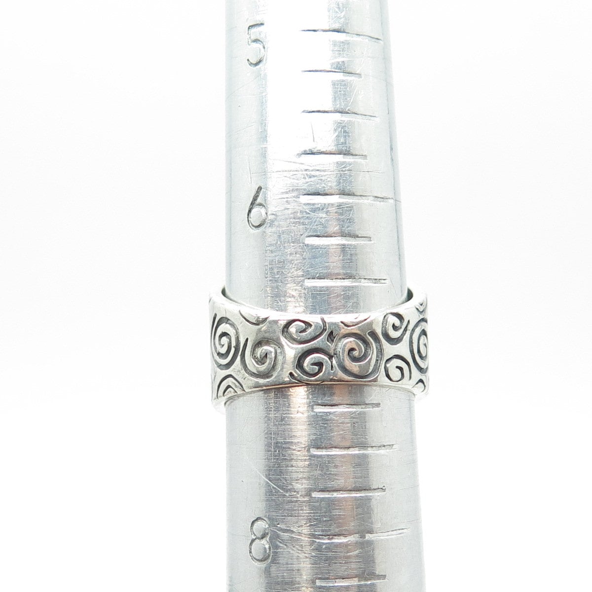 SHUBE 925 Sterling Silver Vintage Southwestern Real Tiger Eye Spiral Ring Size 7