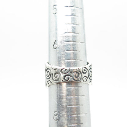 SHUBE 925 Sterling Silver Vintage Southwestern Real Tiger Eye Spiral Ring Size 7