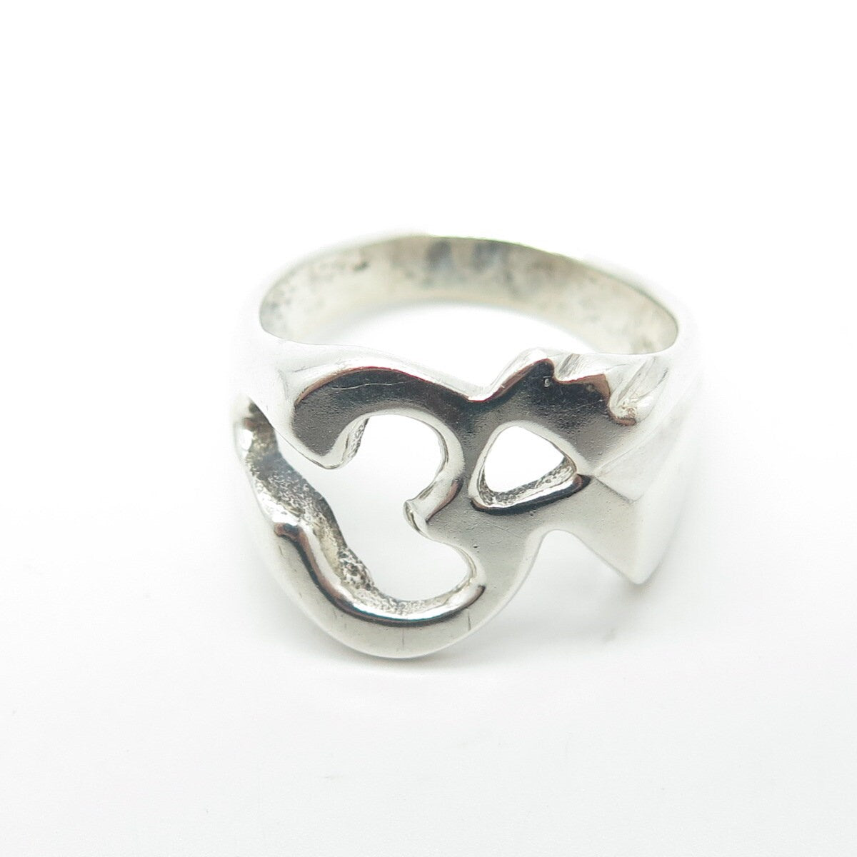 925 Sterling Silver Vintage Om Mantra Ring Size 8.5