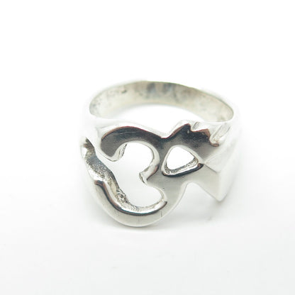 925 Sterling Silver Vintage Om Mantra Ring Size 8.5