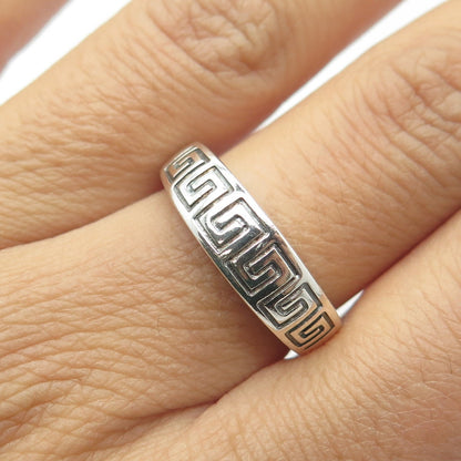 925 Sterling Silver Vintage Greek Maze Ring Size 8.25