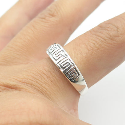 925 Sterling Silver Vintage Greek Maze Ring Size 8.25