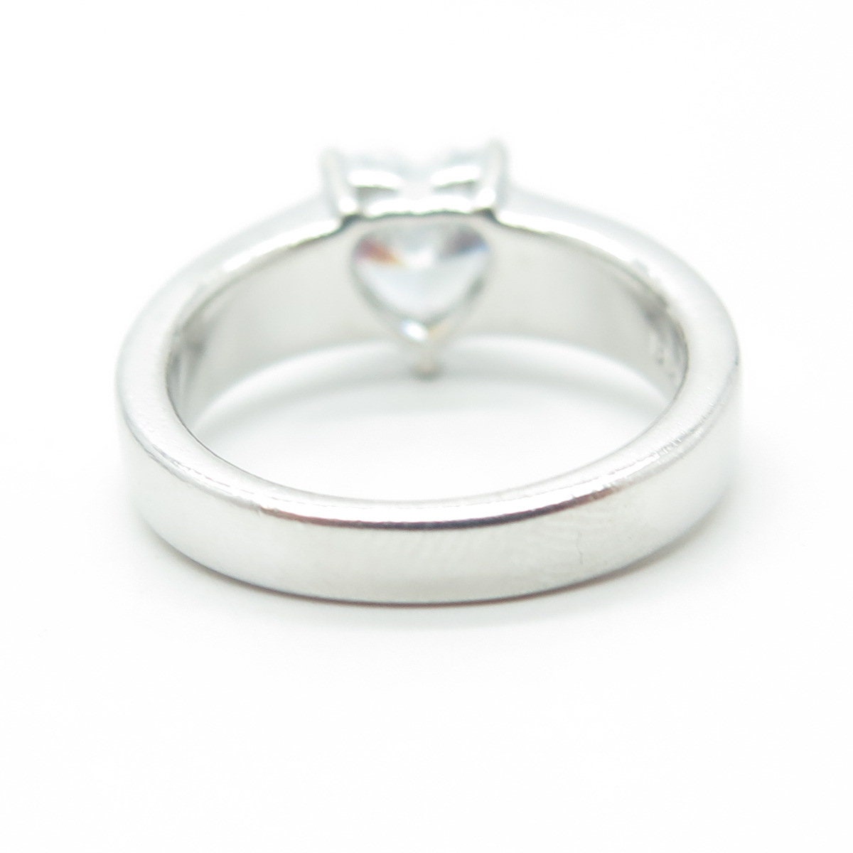 925 Sterling Silver Heart-Cut White C Z Engagement Ring Size 6.75