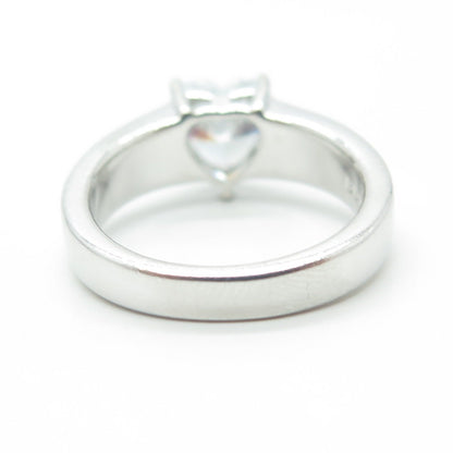 925 Sterling Silver Heart-Cut White C Z Engagement Ring Size 6.75