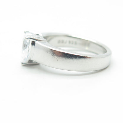 925 Sterling Silver Heart-Cut White C Z Engagement Ring Size 6.75