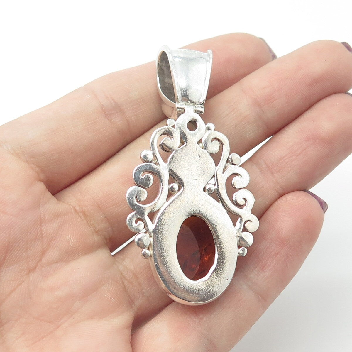 SUARTI BALI 925 Sterling Silver Vintage Black Onyx Amber Clear Quartz Pendant