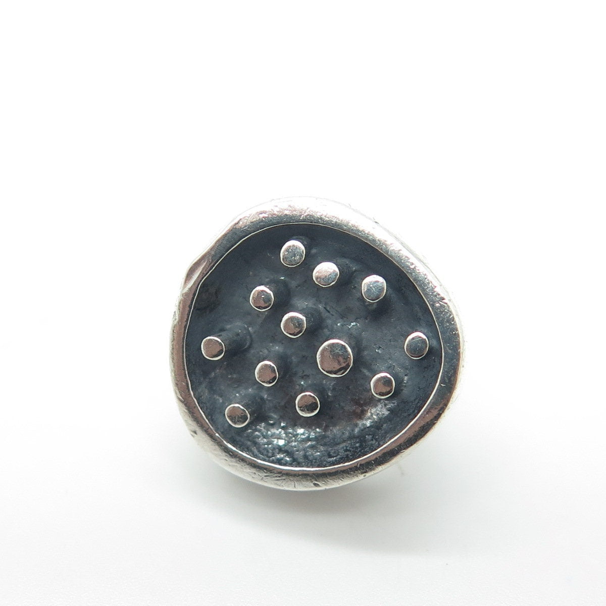 925 Sterling Silver Vintage Modernist Oxidized Lapel Pin