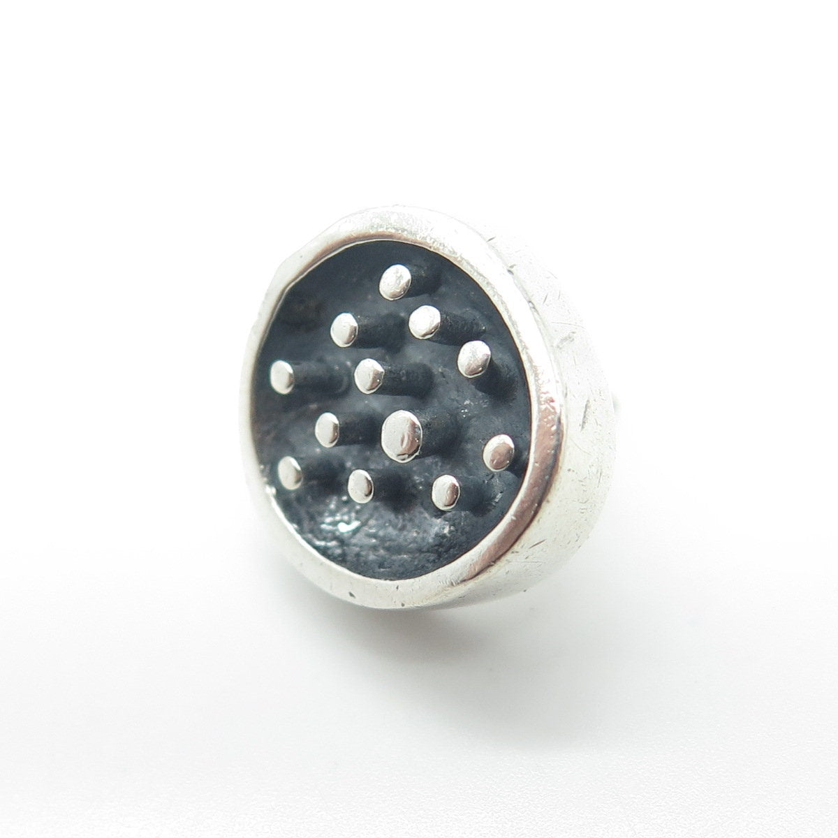 925 Sterling Silver Vintage Modernist Oxidized Lapel Pin