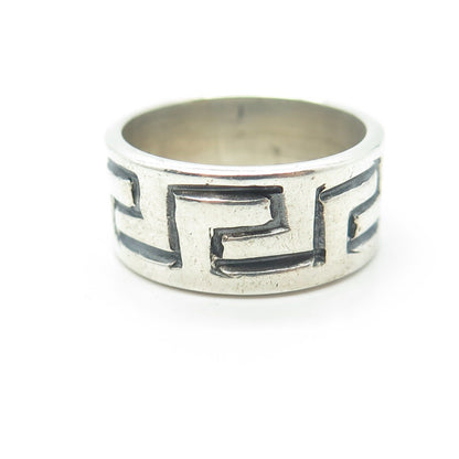 925 Sterling Silver Vintage Mexico Maze Band Ring Size 8.75